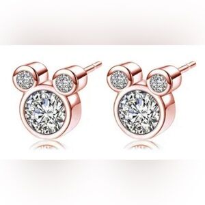 Rose Gold Mickey Stud Earrings Pretty